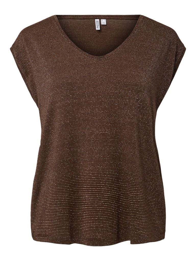 PCBILLO TEE LUREX STRIPES JRS NOOS BC Chicory Coffee/GOLD