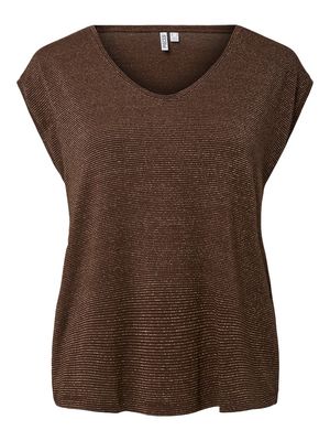 PCBILLO TEE LUREX STRIPES JRS NOOS BC Chicory Coffee/GOLD