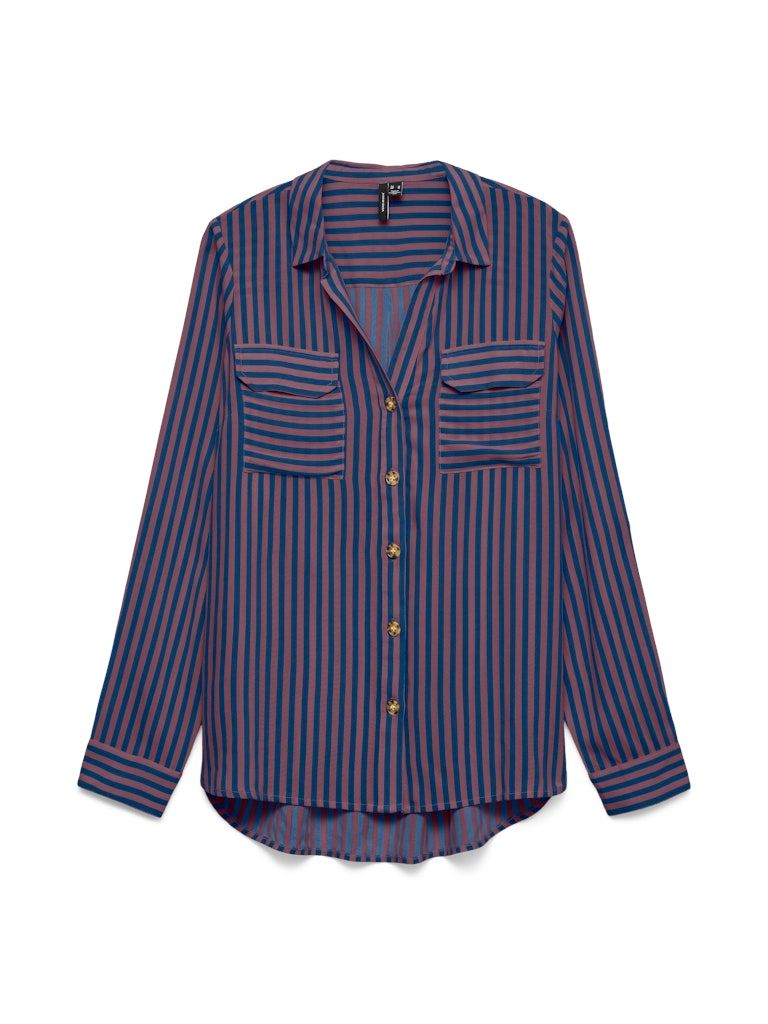 VMBUMPY L/S SHIRT NEW WVN NOOS Navy Peony/New Strip