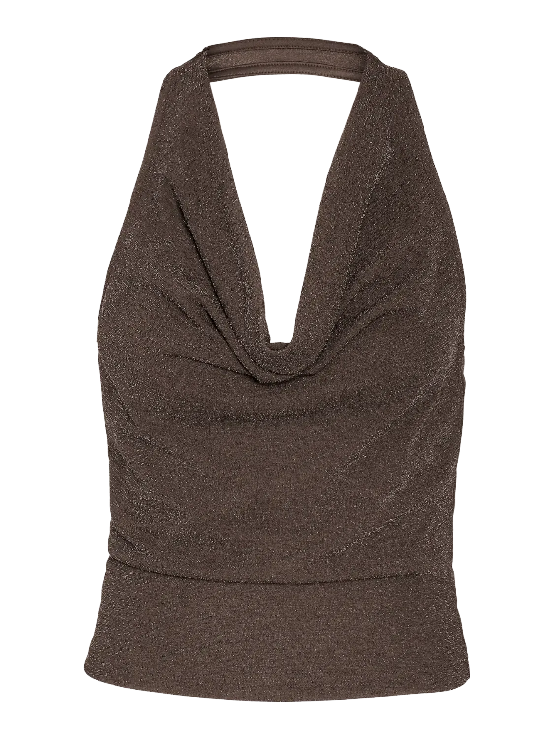 NMMISSY HALTERNECK GLITTER TOP TNT/15 Chocolate Brown