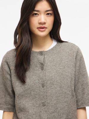 VILIGA 2/4 O-NECK KNIT CARDIGAN - NOOS Falcon/MELANGE