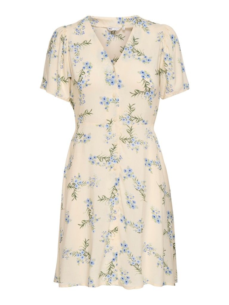 ONLEVIDA S/S SHORT DRESS WVN NOOS Bone White/FRIDA FLO