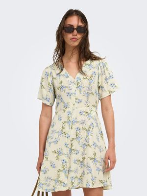 ONLEVIDA S/S SHORT DRESS WVN NOOS Bone White/FRIDA FLO