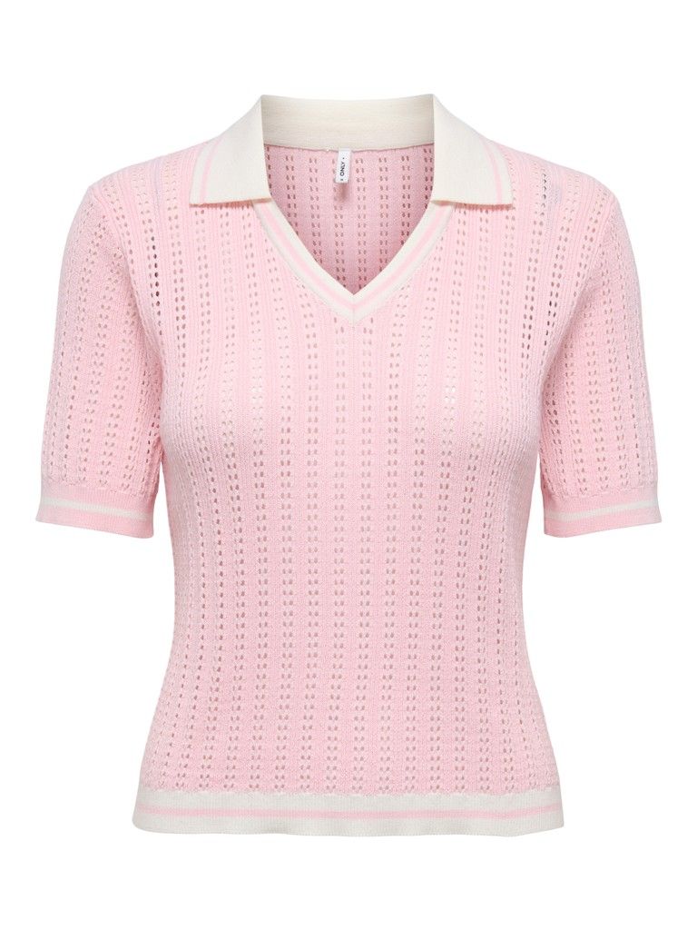 ONLSPORTI SS POLO KNT NOOS Icy Pink/Snow white