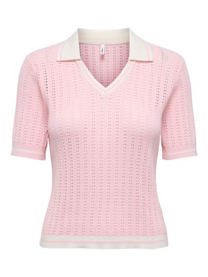ONLSPORTI SS POLO KNT NOOS Icy Pink/Snow white