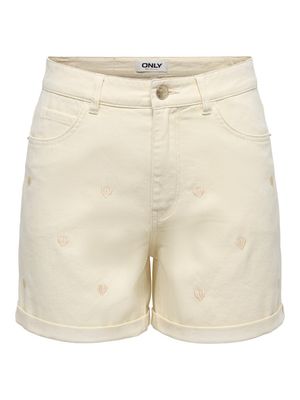 ONLVEGA HW EMBROIDERY DNM SHORTS GUANOOS Ecru