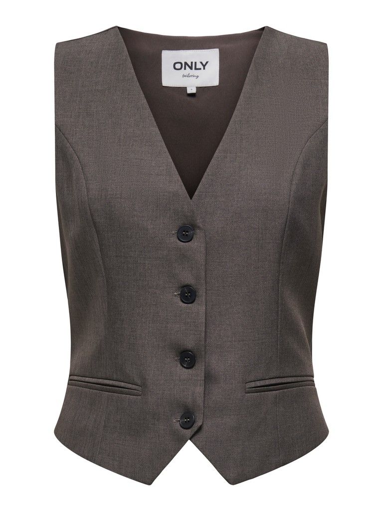 ONLLINDA S/L MEL FIT WAISTCOAT TLR NOOS Chocolate Torte-MELANGE