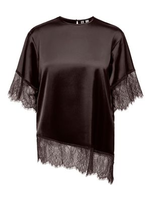 ONLINDONA 2/4 SATIN LACE TOP WVN Chocolate Torte