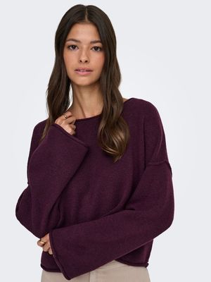 JDYRUE LIFE L/S BOAT NECK PULL KNT NOOS Winetasting/MELANGE