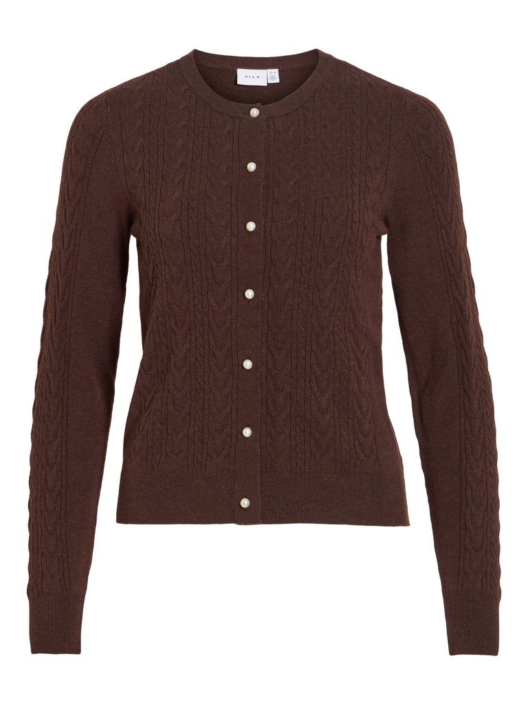 VIKERRY CABLE L/S KNIT CARDIGAN-NOOS Coffee Bean