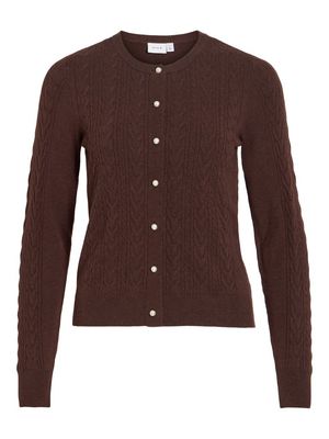 VIKERRY CABLE L/S KNIT CARDIGAN-NOOS Coffee Bean