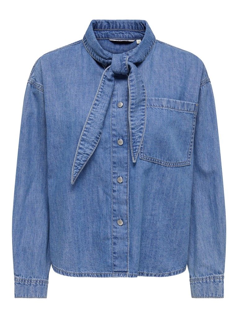 ONLALISIA LS BOW SHIRT DNM AKM Medium Blue Denim
