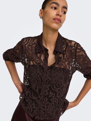 ONLBIRUN L/S LACE SHIRT WVN Black Coffee