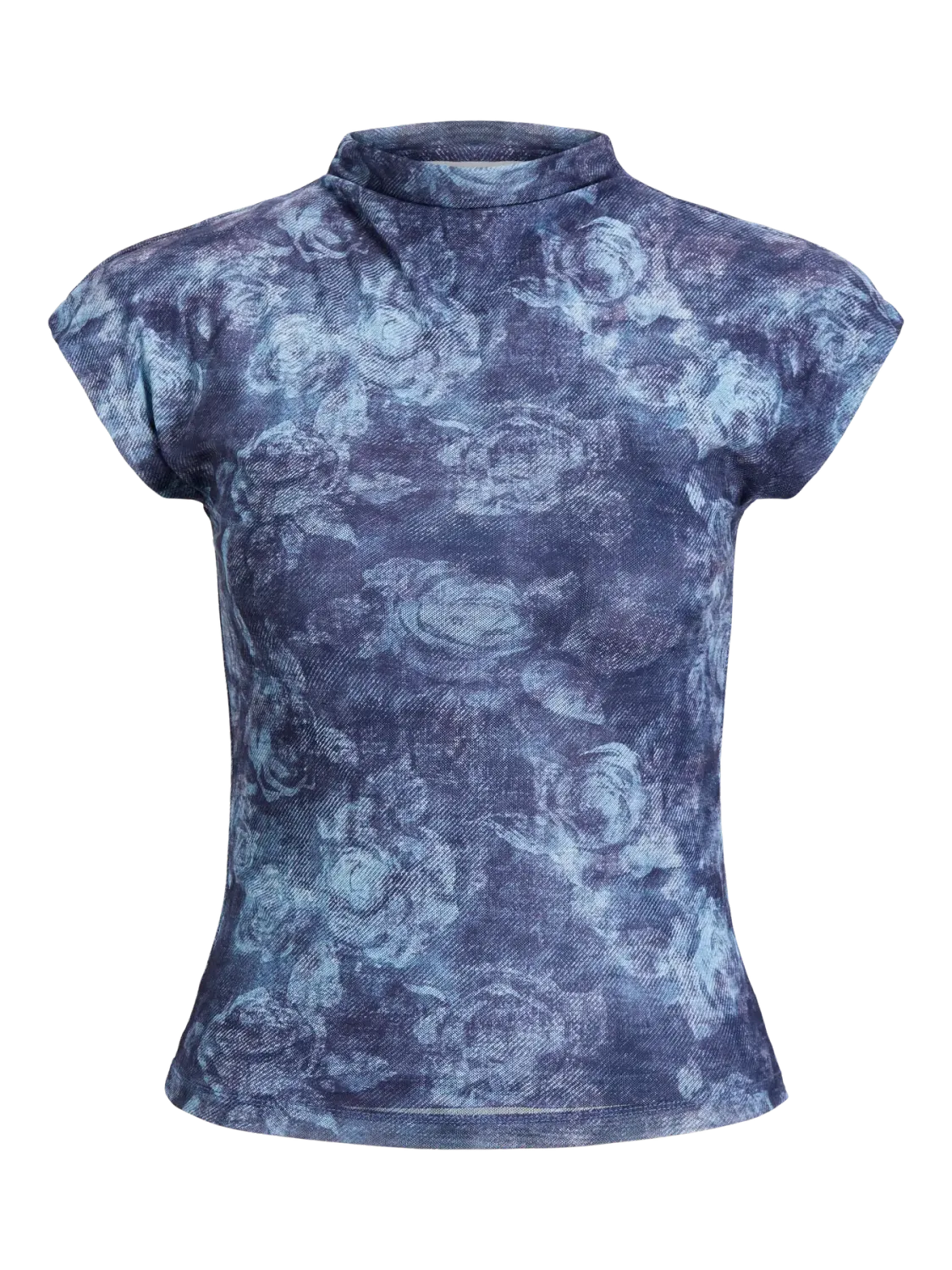 JXMINNA MESH SS HIGH NECK TOP WVN Night Sky