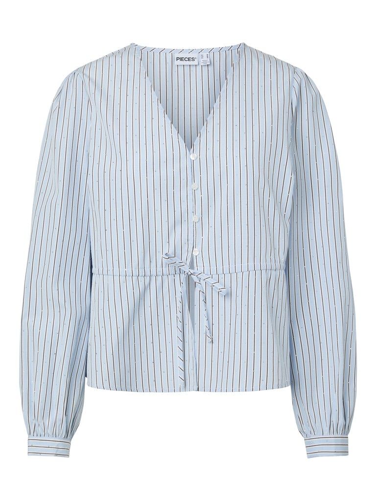 PCEVERSON L/S TOP WVN BC Brunnera Blue/Plum P