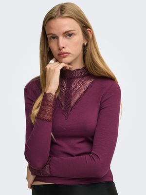 ONLTILDE L/S HIGH NECK LACE TOP JRS NOOS Fig