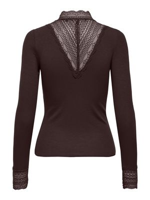 ONLTILDE L/S HIGH NECK LACE TOP JRS NOOS Chocolate Torte