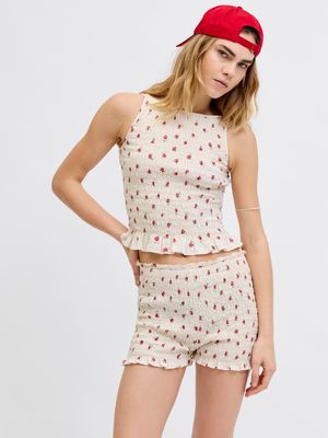 JXZOE SEERSUCKER FULL SMOCK TOP WVN LN Vanilla Ice/ROSE