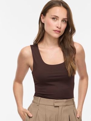 VIKENZA U-NECK S/L TANK TOP REV - NOOS Coffee Bean