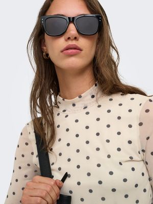 ONLERICA MESH L/S TOP JRS NOOS Seedpearl/Black dot