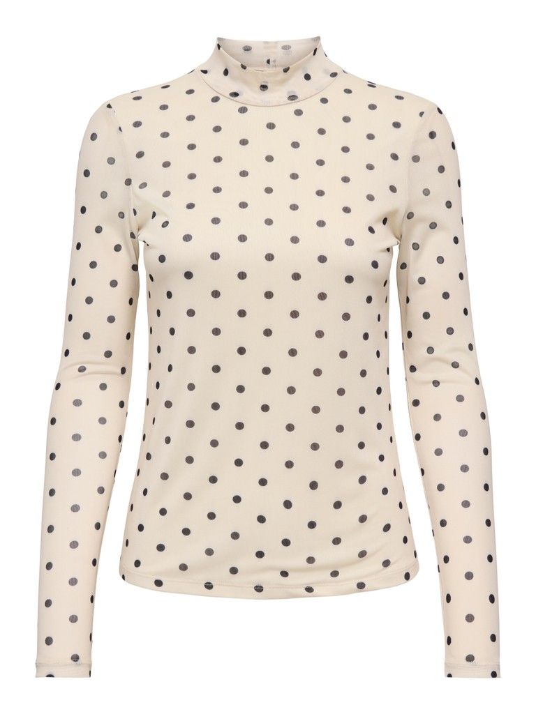 ONLERICA MESH L/S TOP JRS NOOS Seedpearl/Black dot