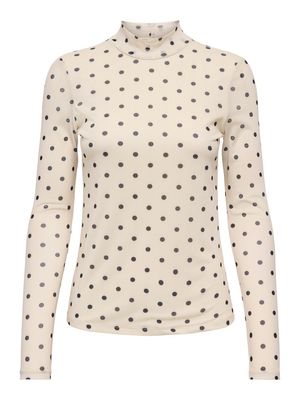 ONLERICA MESH L/S TOP JRS NOOS Seedpearl/Black dot