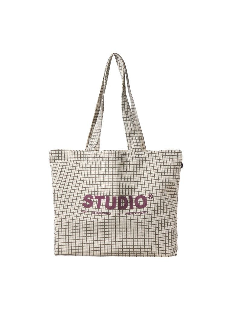 JXBETHANY AOP TOTE BAG ACC SN Egret/W. CHECK