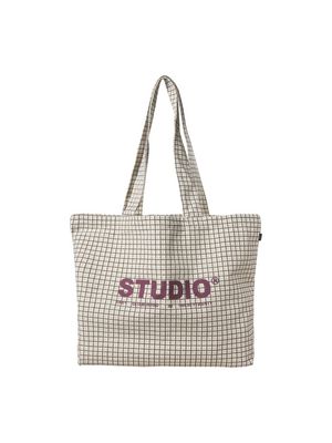 JXBETHANY AOP TOTE BAG ACC SN Egret/W. CHECK