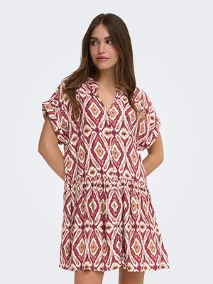 ONLELODY MIKASI S/S SHORT DRESS WVN EX Brick Red/ABSTRACT S