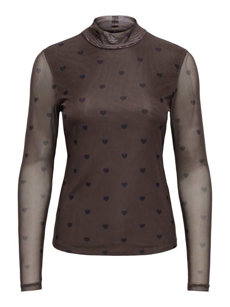 ONLERICA MESH L/S TOP JRS NOOS Coffee Bean/Black he