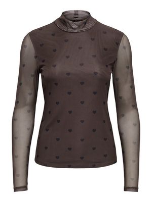 ONLERICA MESH L/S TOP JRS NOOS Coffee Bean/Black he