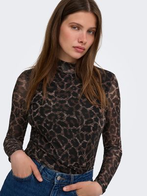 ONLERICA MESH L/S TOP JRS NOOS Raw Umber/Black leo