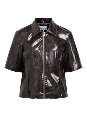 OBJEBBA S/S LO SNAKE TOP 141 Seal Brown/Black sna