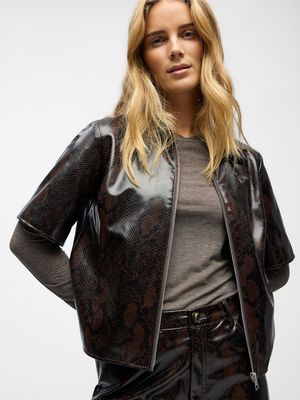 OBJEBBA S/S LO SNAKE TOP 141 Seal Brown/Black sna
