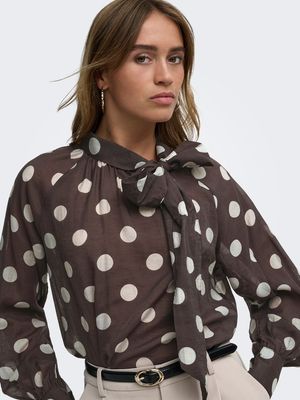 JDYFAY L/S TOP WVN Coffee Bean/CEMENT DOT
