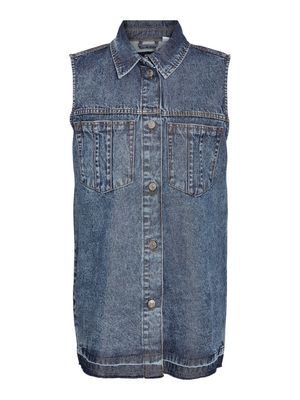 NMINDIE S/L RELEASED LONG VEST AZ489MB Medium Blue Denim