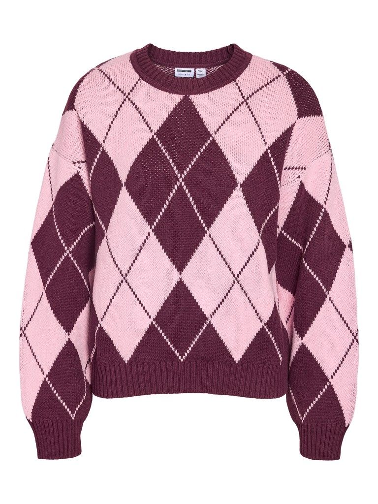 NMACY L/S O-NECK ARGYLE KNIT Fig/ROMANCE ROSE