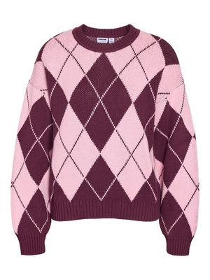 NMACY L/S O-NECK ARGYLE KNIT Fig/ROMANCE ROSE