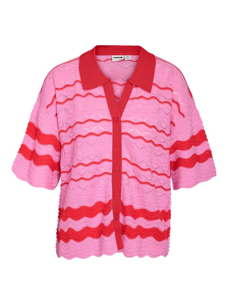 NMSADIE S/S POLO KNIT CARDIGAN Begonia Pink-TOMATO