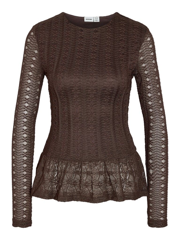 NMBAILEY L/S LACE TOP Chocolate Brown
