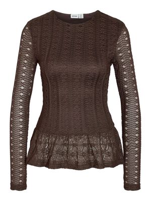 NMBAILEY L/S LACE TOP Chocolate Brown