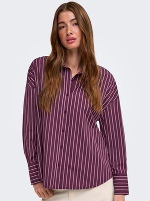 ONLOREGON ALVA LS REG SHIRT NOOS WVN Grape Wine/CHILI PEP