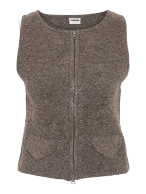NMSLOAN S/L 2WAY ZIP KNIT WAISTCOAT Morel/MELANGE