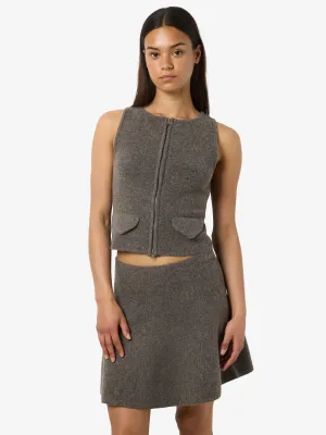 NMSLOAN S/L 2WAY ZIP KNIT WAISTCOAT Morel/MELANGE