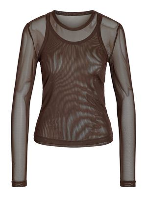 NMJUDITH L/S DOUBLELAYER MESH TOP TNT/14 Chocolate Brown
