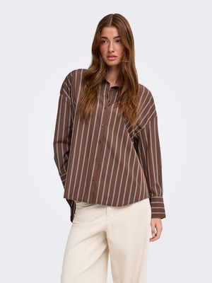 ONLOREGON ALVA LS REG SHIRT NOOS WVN Potting Soil/CLOUD D