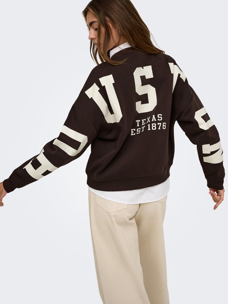 ONLSWEAT L/S BACK/SLEEVE PRINT SWT NOOS Coffee Bean-BIRCH HOUSTON PRIN
