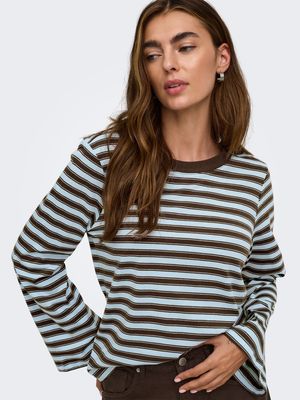 ONLLUNA HAPPY L/S O-NECK STRIPE TEE JRS Skyway/Vanilla ice /