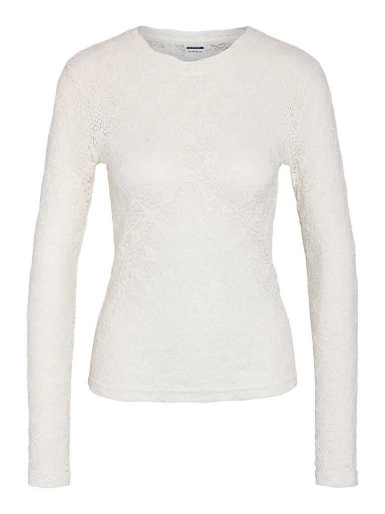 NMJUDITH L/S LACE TOP NOOS Creme