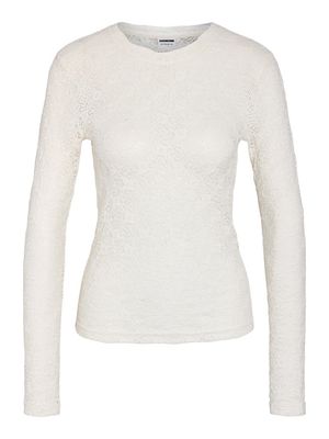 NMJUDITH L/S LACE TOP NOOS Creme